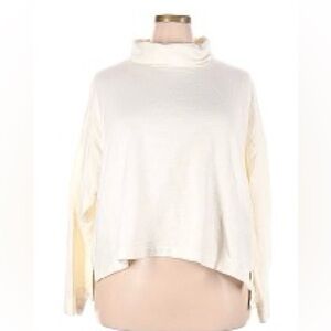 J.Crew 3X Sweatshirt Vintge Fleece 100% Cotton ivory/cream Turtleneck Sweatshirt